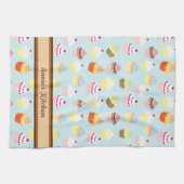 Leuke cupcakes gepersonaliseerde keukenhanddoek (Horizontaal)