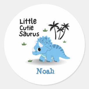 Leuke Custom Blue Baby Dino Ronde Sticker