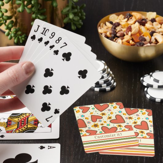 Leuke Custom Hearts Stripe Patroon Naam Inspirivit Pokerkaarten (Insitu)
