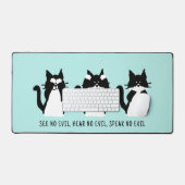 Leuke Custom Zwart Wit Tuxedo Katten Aqua Blauw Bureaumat (Keyboard & Muis)