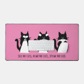 Leuke Custom Zwart Wit Tuxedo Katten Roze Bureaumat (Keyboard & Muis)