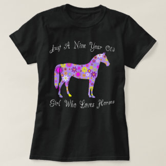 Leuke Cute 9 Jaar Oude Meisjes 9e Verjaardag Paard T-shirt