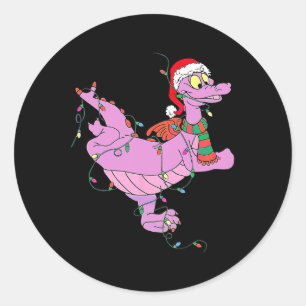 Leuke Cute Draak Beeldmateriaal Lichtjes Kerstmis Ronde Sticker
