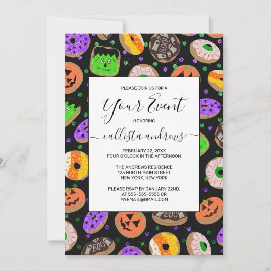 Leuke Cute Glitter Confetti Donuts Halloween Kaart (Voorkant)