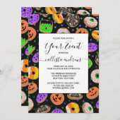 Leuke Cute Glitter Confetti Donuts Halloween Kaart (Voorkant / Achterkant)
