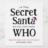 Leuke Cute Secret Santa Grap Grappige Rode Muts Mo Wijn Etiket (Enkel label)