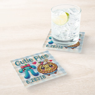 Leuke "Cutie Pies" Schattigee Pi Symbool & Pie Pun Glazen Onderzetter