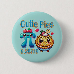 Leuke "Cutie Pies" Schattigee Pi Symbool & Pie Pun Ronde Button 5,7 Cm