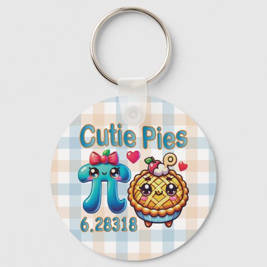 Leuke "Cutie Pies" Schattigee Pi Symbool & Pie Pun Sleutelhanger (Voorkant)
