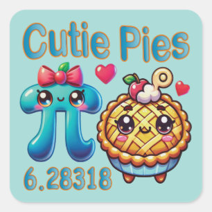 Leuke "Cutie Pies" Schattigee Pi Symbool & Pie Pun Vierkante Sticker