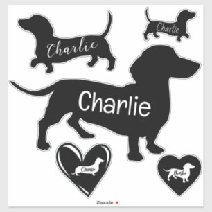 Leuke Dachshund Dog Zwart en Wit  Sticker