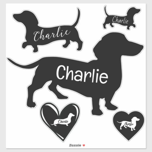 Leuke Dachshund Dog Zwart en Wit  Sticker (Vel)