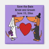 Leuke Dachshund Honden Bruid en bruidegom Trouwkun Magneet (Voorkant)