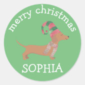 Leuke Dachshund puppies hondenliefhebber Vrolijk k Ronde Sticker (Voorkant)