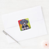 Leuke Dachshund puppy Vierkante Sticker (Envelop)