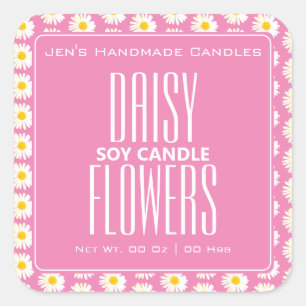 Leuke Daisy Bloemen Patroon Roze Blush Kaarsen Vierkante Sticker