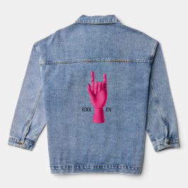 Leuke denim jas voor de roze rocker jacket