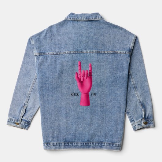 Leuke denim jas voor de roze rocker jacket (Achterkant)