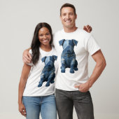 Leuke denim patchwork kunst hond T-shirt (Unisex)