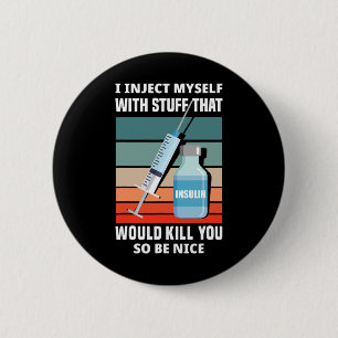 Leuke diabetische type 1 diabetes T1d Ik injecteer Ronde Button 5,7 Cm