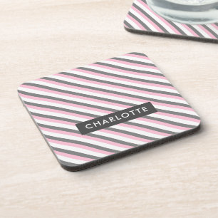 Leuke diagonale strepen patroon aangepaste naam bier onderzetter