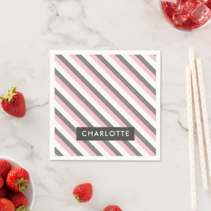 Leuke diagonale strepen patroon aangepaste naam servet