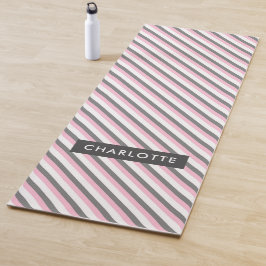 Leuke diagonale strepen patroon aangepaste naam yogamat