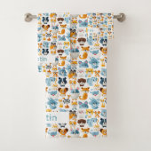 Leuke Dieren Aangepaste Naam Kinder Bad Handdoek (Insitu)