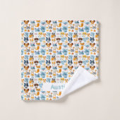 Leuke Dieren Aangepaste Naam Kinder Bad Handdoek (Wasdoekje)