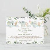 Leuke dieren auto's groen rijden door Baby shower Kaart (Staand voorkant)