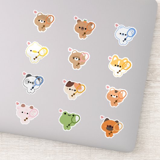 Leuke dieren badminton sticker (Detail)
