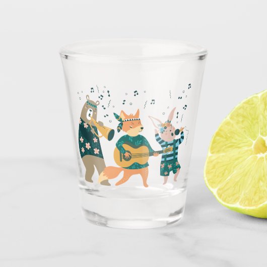 Leuke dieren buigen shot glas (Voorkant)