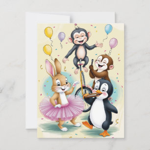 Leuke dieren die gekke dingen doen briefkaart