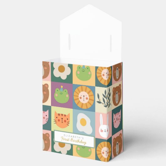 Leuke dieren eerste verjaardag gunst box bedankdoosjes (Geopend)