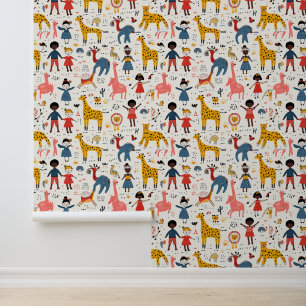 Leuke dieren en kinderen behang