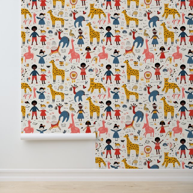 Leuke dieren en kinderen behang (Applicatie)