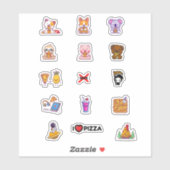 Leuke dieren eten pizza blad sticker (Vel)