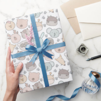 Leuke dieren hoofd cadeaupapier