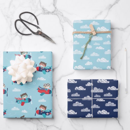 Leuke dieren in vliegtuigen Wrapping Paper (Voorkant)