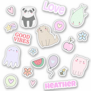 Leuke Dieren Kleurrijke Gepersonaliseerde Kinderen Sticker