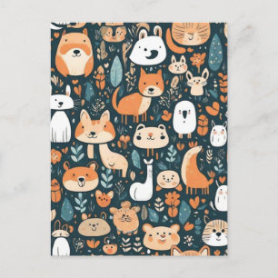 Leuke dieren leuk ontwerp groen decor briefkaart