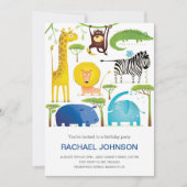 Leuke Dieren Oerwoud Leuke Verjaardag Kinder Blauw Kaart (Voorkant)