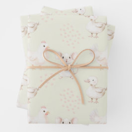 Leuke dieren op bleek groen inpakpapier vel