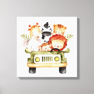 Leuke dieren rijden canvas afdruk