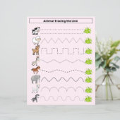 Leuke dieren traceren de lijn werkblad voor kinder (Staand voorkant)
