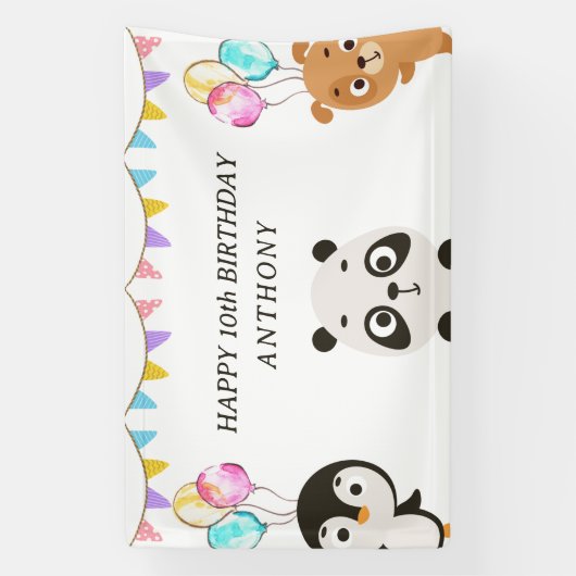 Leuke dieren verjaardag spandoek (Verticaal)