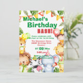 Leuke dieren verjaardagsfeestje kaart (Staand voorkant)