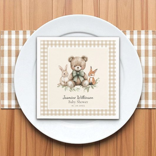 Leuke Dieren Waterverf Baby shower servetten