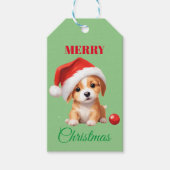 Leuke dieren winter puppy hond Kerstmis Cadeaulabel (Voorkant)