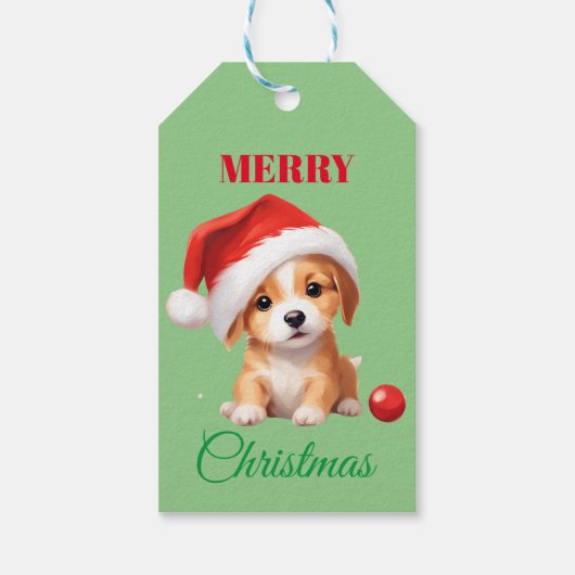 Leuke dieren winter puppy hond Kerstmis Cadeaulabel (Achterkant)